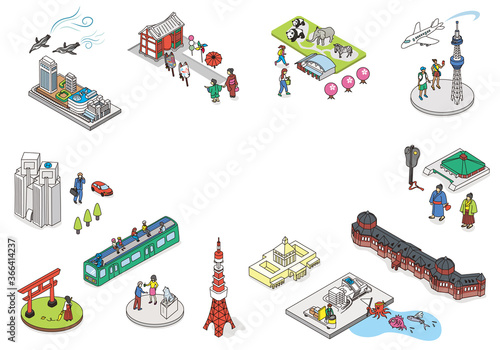 Welcome to TOKYO JAPAN.Isometric vector Illustration of TOKYO CITY JAPAN.