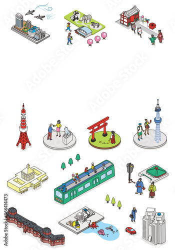 Welcome to TOKYO JAPAN.Isometric vector Illustration of TOKYO CITY JAPAN.