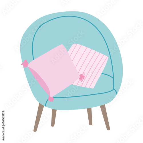 chair and cushions furniture decoration isolated icon design