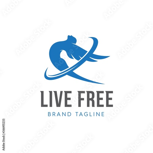 illustration of a free living logo design with wings in hand