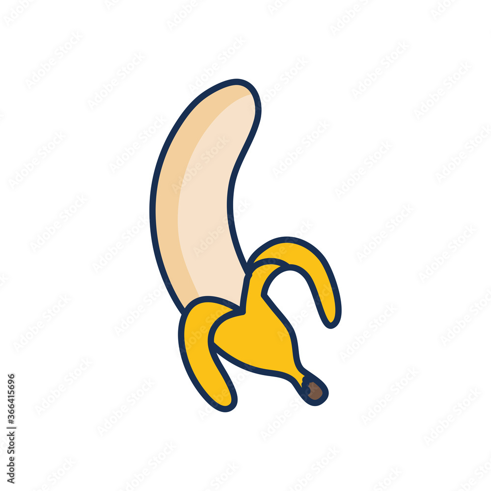 banana fruit icon, line fill style banana fruit icon, line fill style