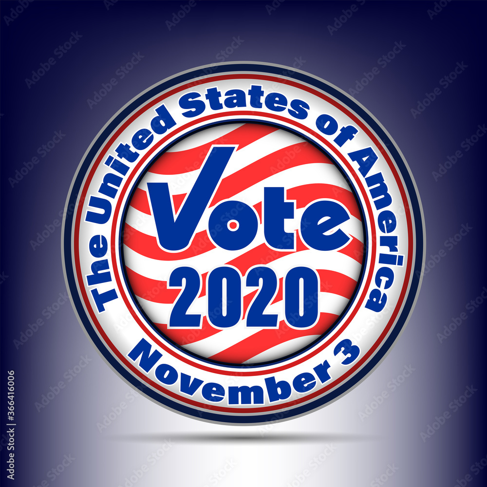 Round badge dedicated to the presidential elections in the USA on November 3, 2020 EPS10