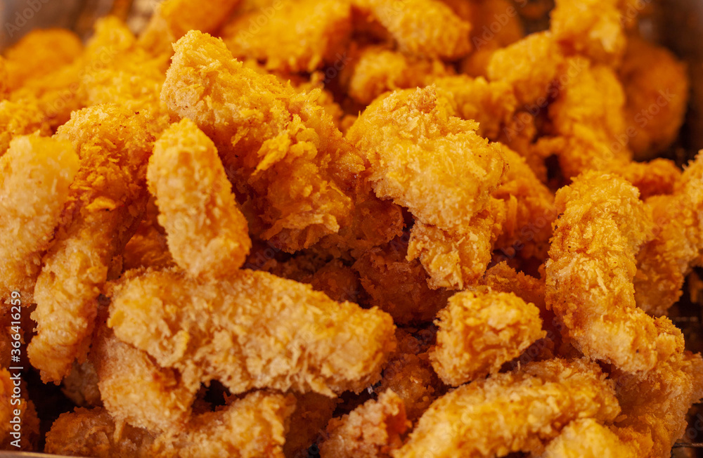 Fried chicken nuggets, Junk food that is not beneficial to the body. Fried chicken nuggets, Junk food that is not beneficial to the body.