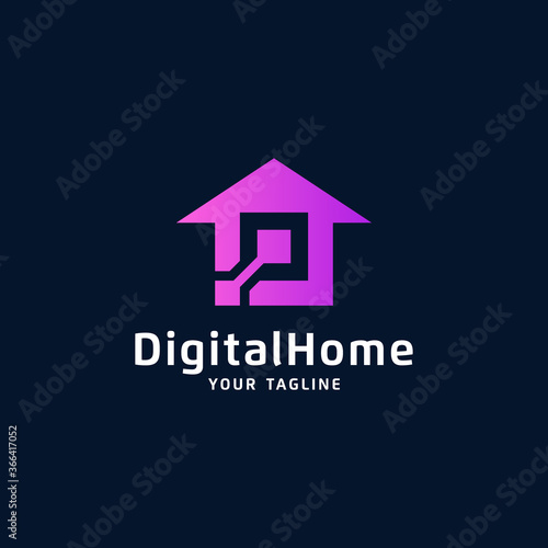 abstract digital house with gradient colors