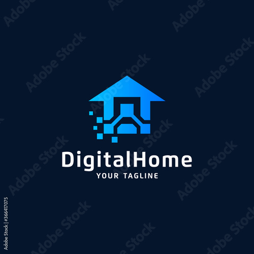 abstract digital house with gradient colors