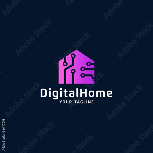 abstract digital house with gradient colors