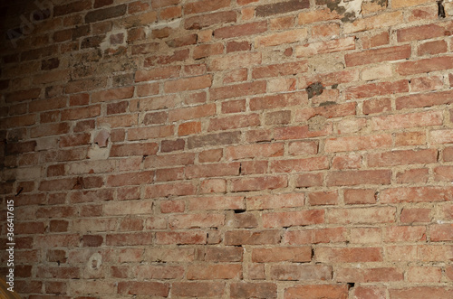 ancient brick wall in chic apartment in horizontal and tilted orientation