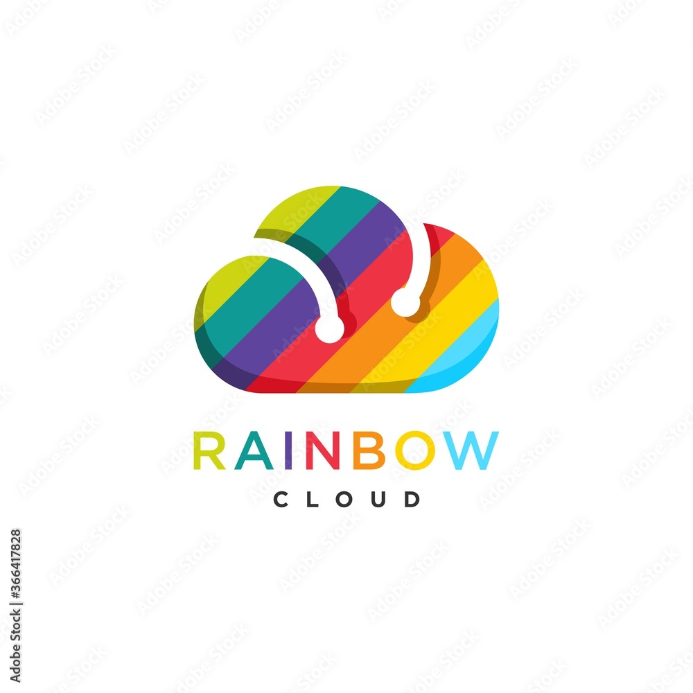 Rainbow cloud technology logo design template, modern, color, cloud