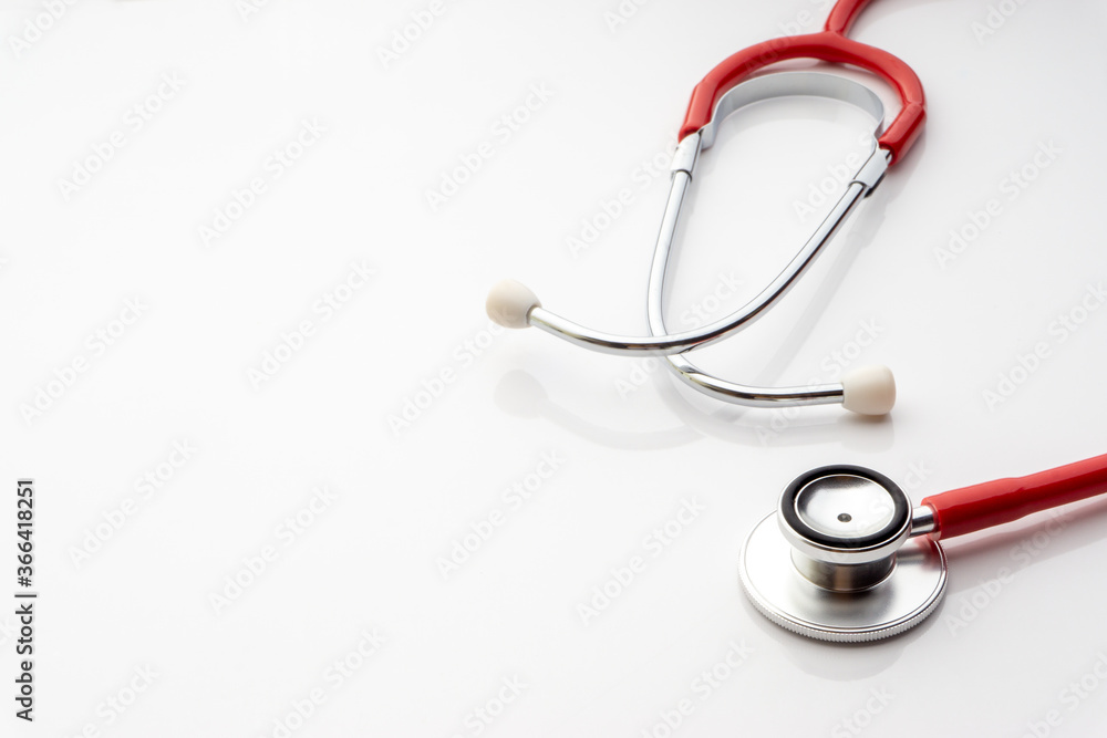 Stethoscope on white background. Healthcare dan Copy Space concept Stethoscope on white background. Healthcare dan Copy Space concept