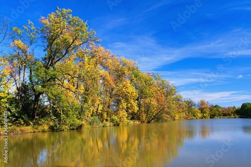 Autumn by the pond in the protected landscape area Poodri in Moravia in the Czech Republic.