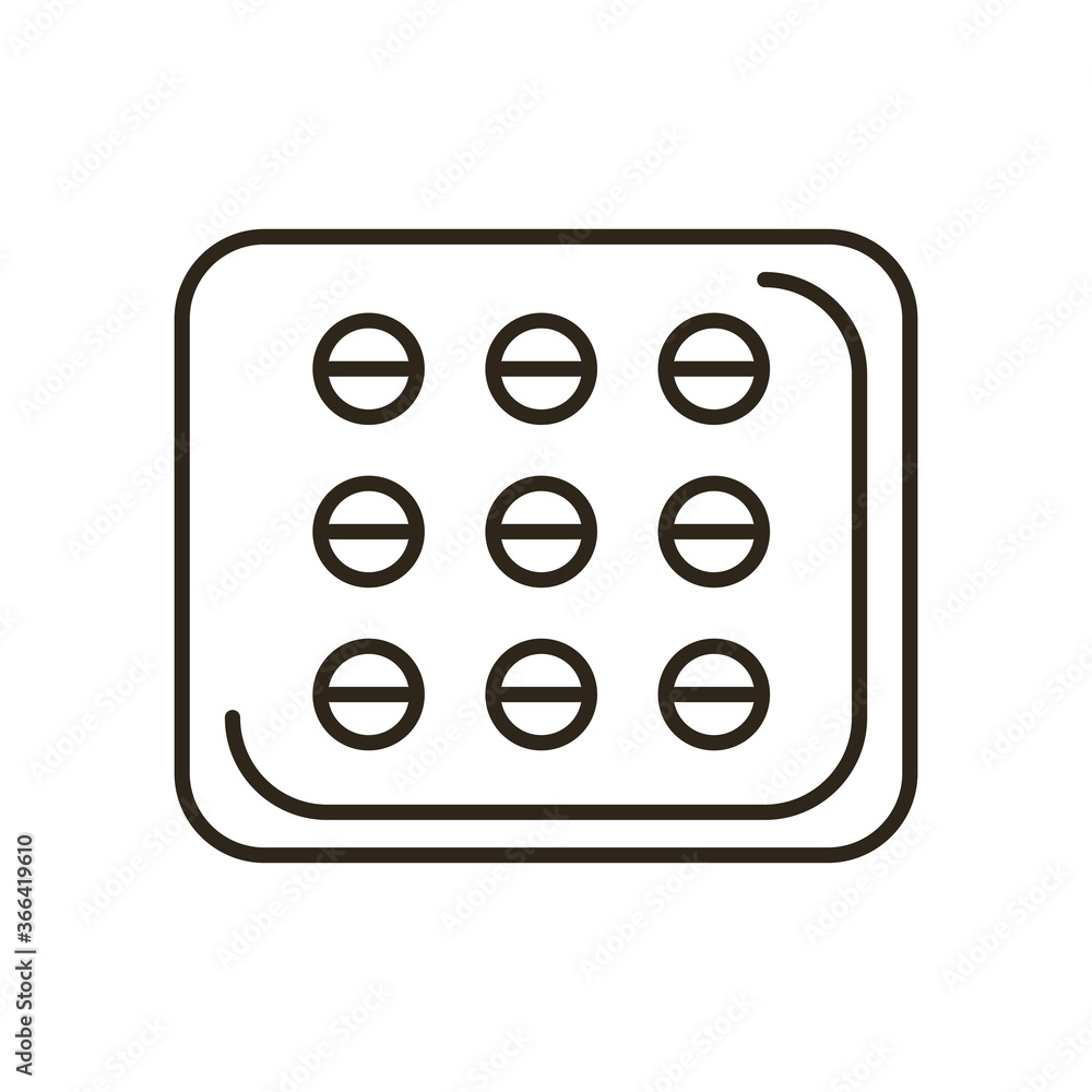 Medical pills line style icon vector design Medical pills line style icon vector design