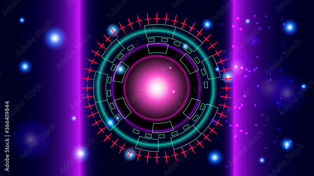 UI Hi-tec interface blue abstract digital technology with glowing particles, vector illustration UI Hi-tec interface blue abstract digital technology with glowing particles, vector illustration