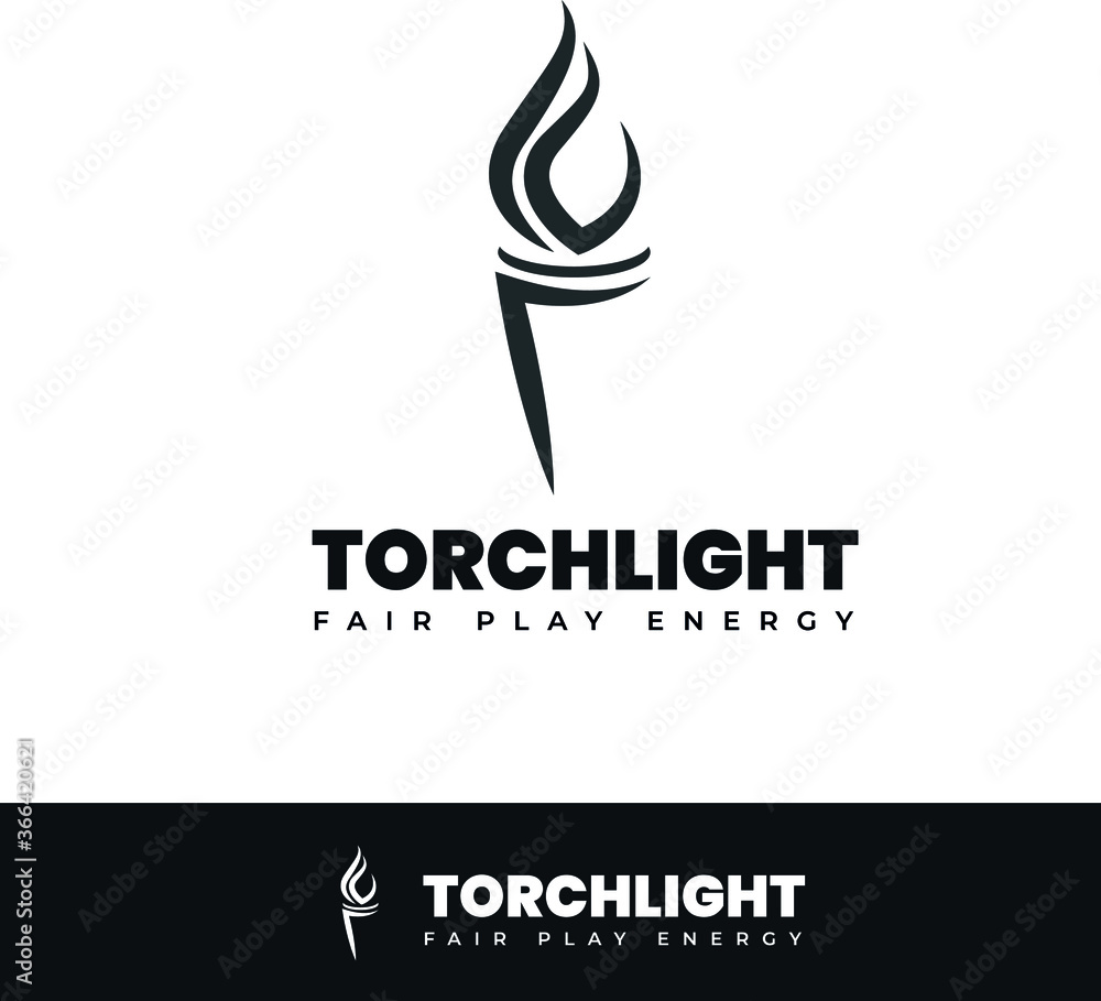 Obraz premium Torch Light Minimalist Vector Line Logo