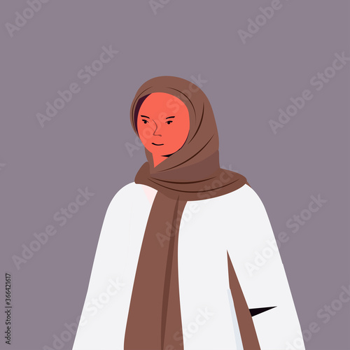 arabic woman in traditional clothes arab female cartoon character portrait vector illustration