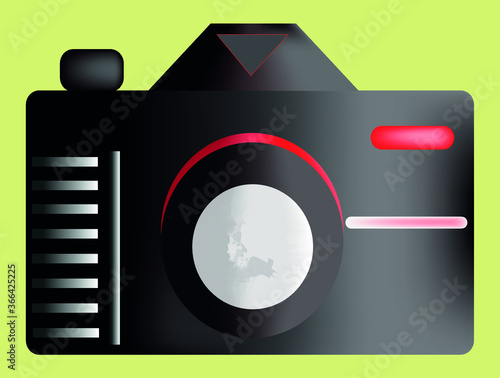 Icono de cámara profesional de color negro con rojo