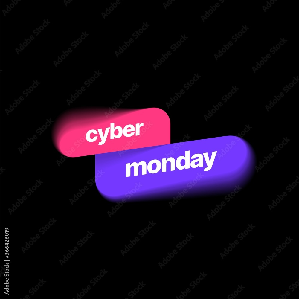 Cyber Monday discount banner template with blur effect. Vector illustration for special offer. Sale banner.