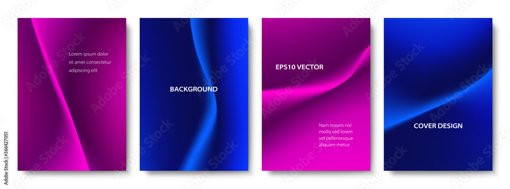 Set of Abstract Wavy Backgrounds. Colorful Minimal Cover Design Templates with Copy Space. EPS 10 Vector.