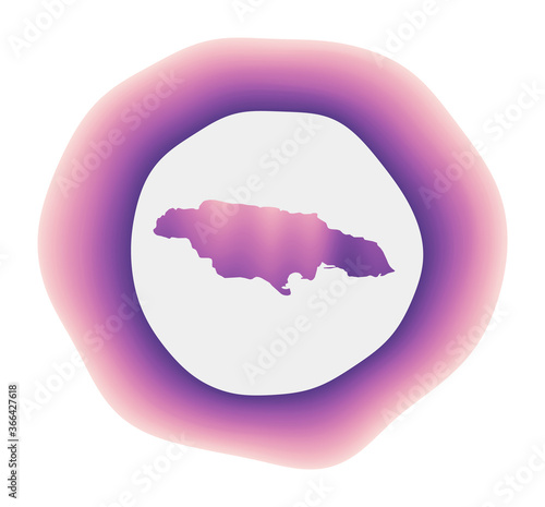 Jamaica icon. Colorful gradient logo of the country. Purple red Jamaica rounded sign with map for your design. Vector illustration.