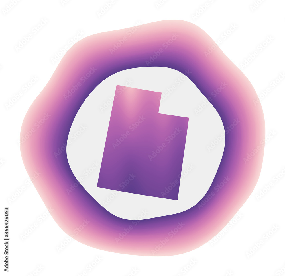 Utah icon. Colorful gradient logo of the US state. Purple red Utah rounded sign with map for your design. Vector illustration. Utah icon. Colorful gradient logo of the US state. Purple red Utah rounded sign with map for your design. Vector illustration.