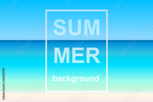 Obraz na płótnie seascape view, sky, sea, beach landscape background in bright natural colorful gradient colors with frame and text, minimal design style, stock vector illustration mockup for poster, banner, brochure w salonie