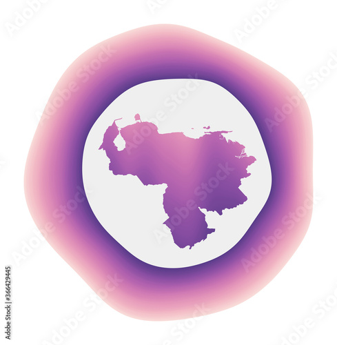 Venezuela icon. Colorful gradient logo of the country. Purple red Venezuela rounded sign with map for your design. Vector illustration.