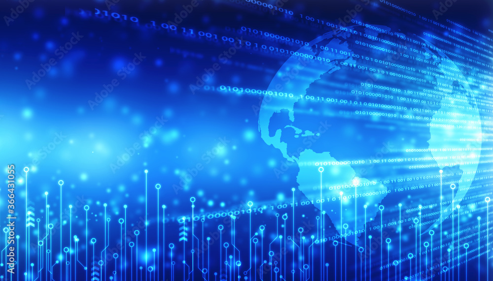 Global network connection concept. Big data visualization. Social network communication in the global computer networks. Globe with Binary codes, Internet technology background Global network connection concept. Big data visualization. Social network communication in the global computer networks. Globe with Binary codes, Internet technology background