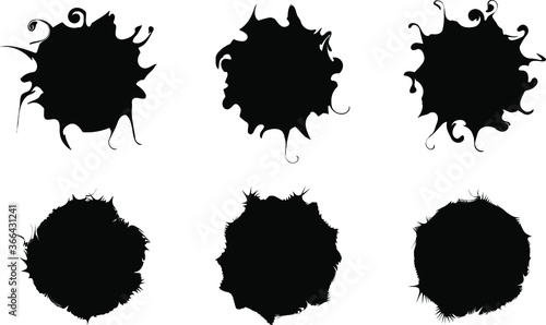Vector set of ink splashes, blots. Splatter collection.