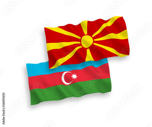 Flags of Azerbaijan and North Macedonia on a white background