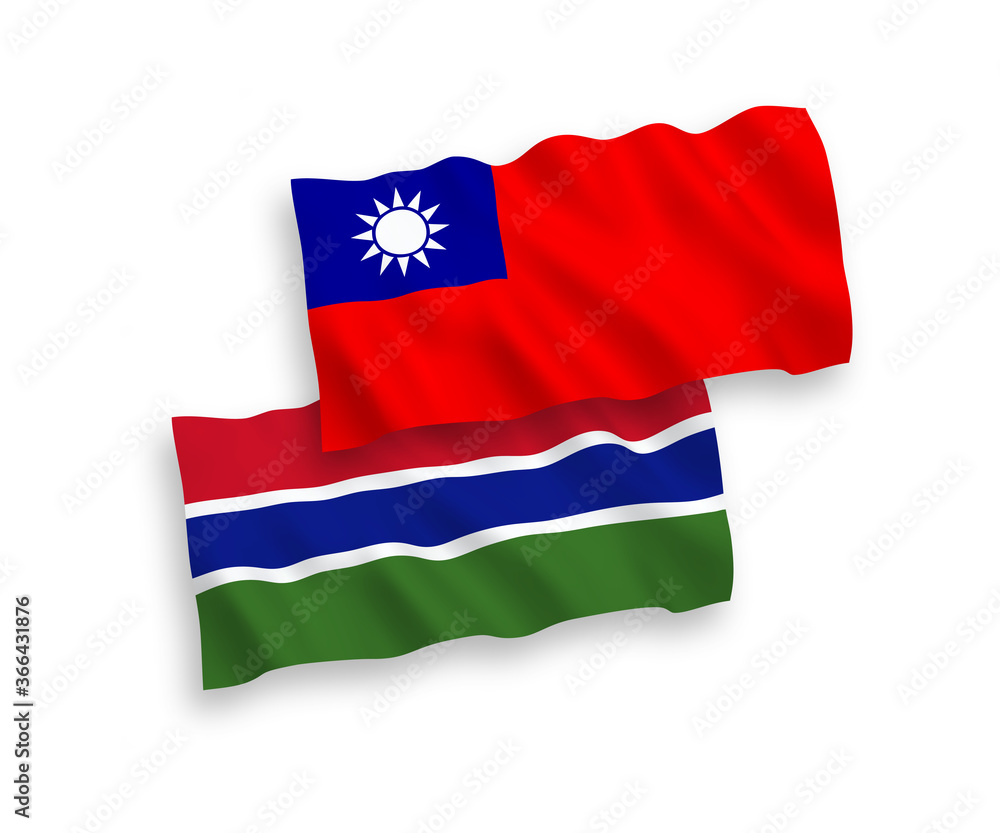 Flags of Republic of Gambia and Taiwan on a white background