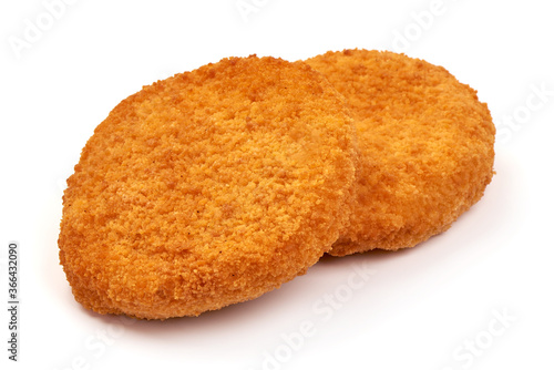 Fried Chicken Cordon bleu in breadcrumbs, isolated on a white background