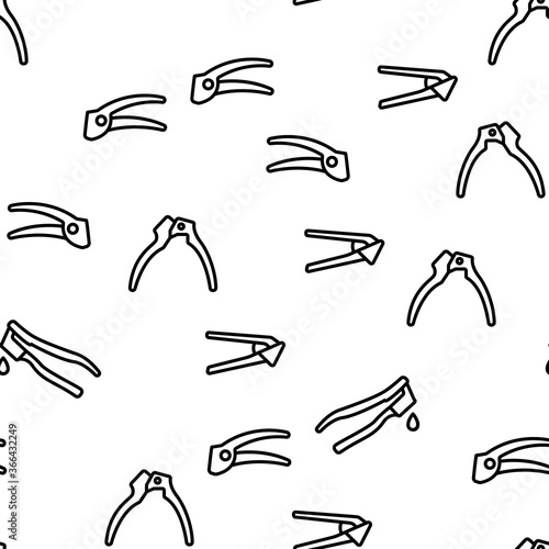 Garlic Press Utensil Vector Seamless Pattern Thin Line Illustration