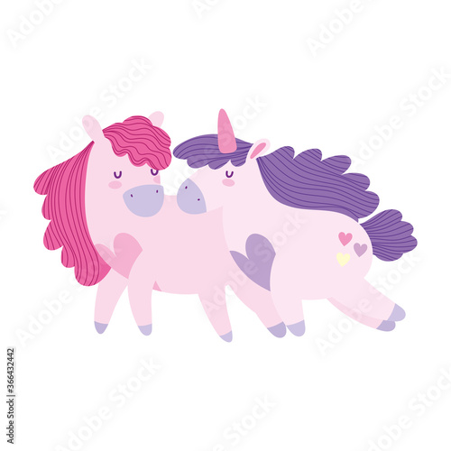little unicorns fantasy magic adorable animal cartoon © Stockgiu