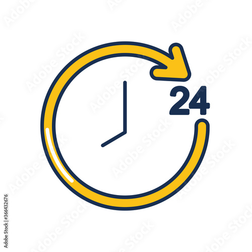 clock with 24 hours arrow around, line fill style