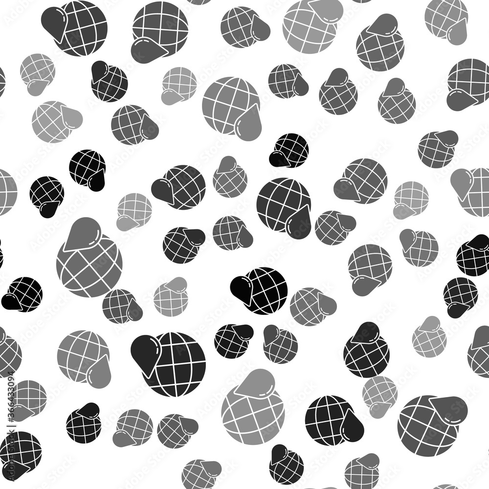 Black Earth planet in water drop icon isolated seamless pattern on white background. World globe. Saving water and world environmental protection. Vector Illustration. Black Earth planet in water drop icon isolated seamless pattern on white background. World globe. Saving water and world environmental protection. Vector Illustration.