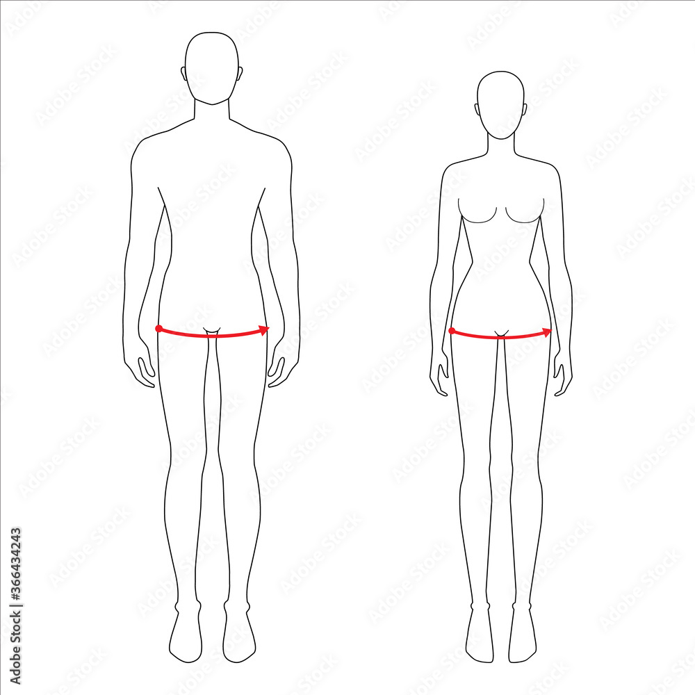 Women and men to do hip measurement fashion Illustration for size