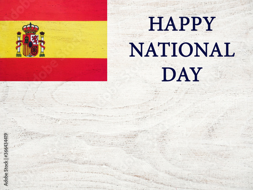 National Day of Spain. Fiesta Nacional de España. Beautiful greeting card. Close-up, view from above. National holiday concept. Congratulations for family, relatives, friends and colleagues photo