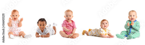 Cute little babies on white...