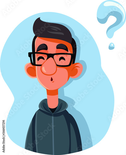  Puzzled Teenager Asking Questions Vector Cartoon