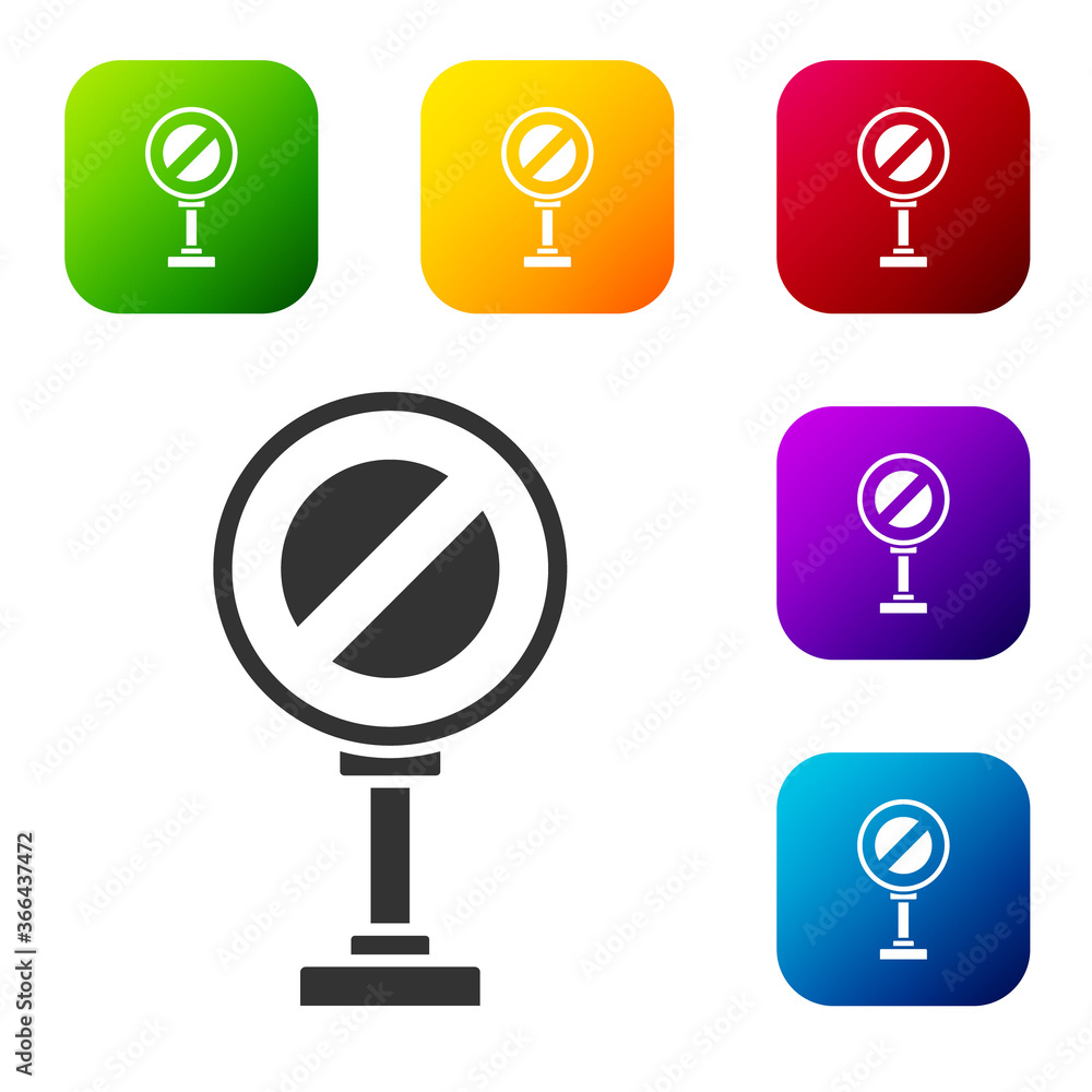 Black Stop sign icon isolated on white background. Traffic regulatory warning stop symbol. Set icons in color square buttons. Vector Illustration. Black Stop sign icon isolated on white background. Traffic regulatory warning stop symbol. Set icons in color square buttons. Vector Illustration.