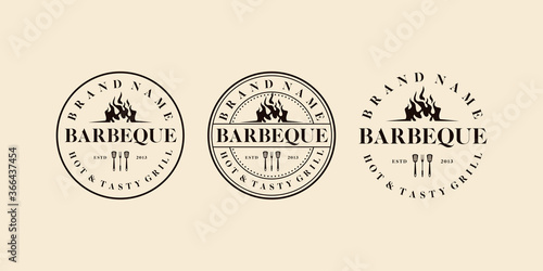 BBQ logo design vintage vector template