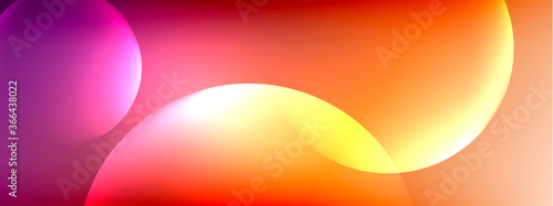Vector abstract background liquid bubble circles on fluid gradient with shadows and light effects. Shiny design templates for text