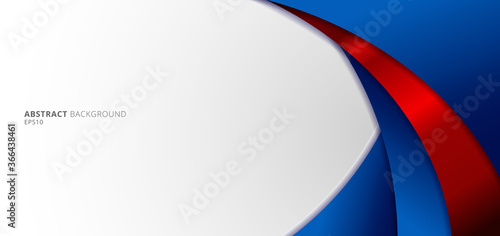 Abstract modern blue and red gradient curved shape on white background.