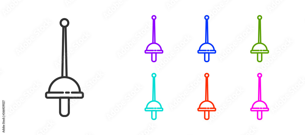 Black line Fencing icon isolated on white background. Sport equipment. Set icons colorful. Vector Illustration. Black line Fencing icon isolated on white background. Sport equipment. Set icons colorful. Vector Illustration.