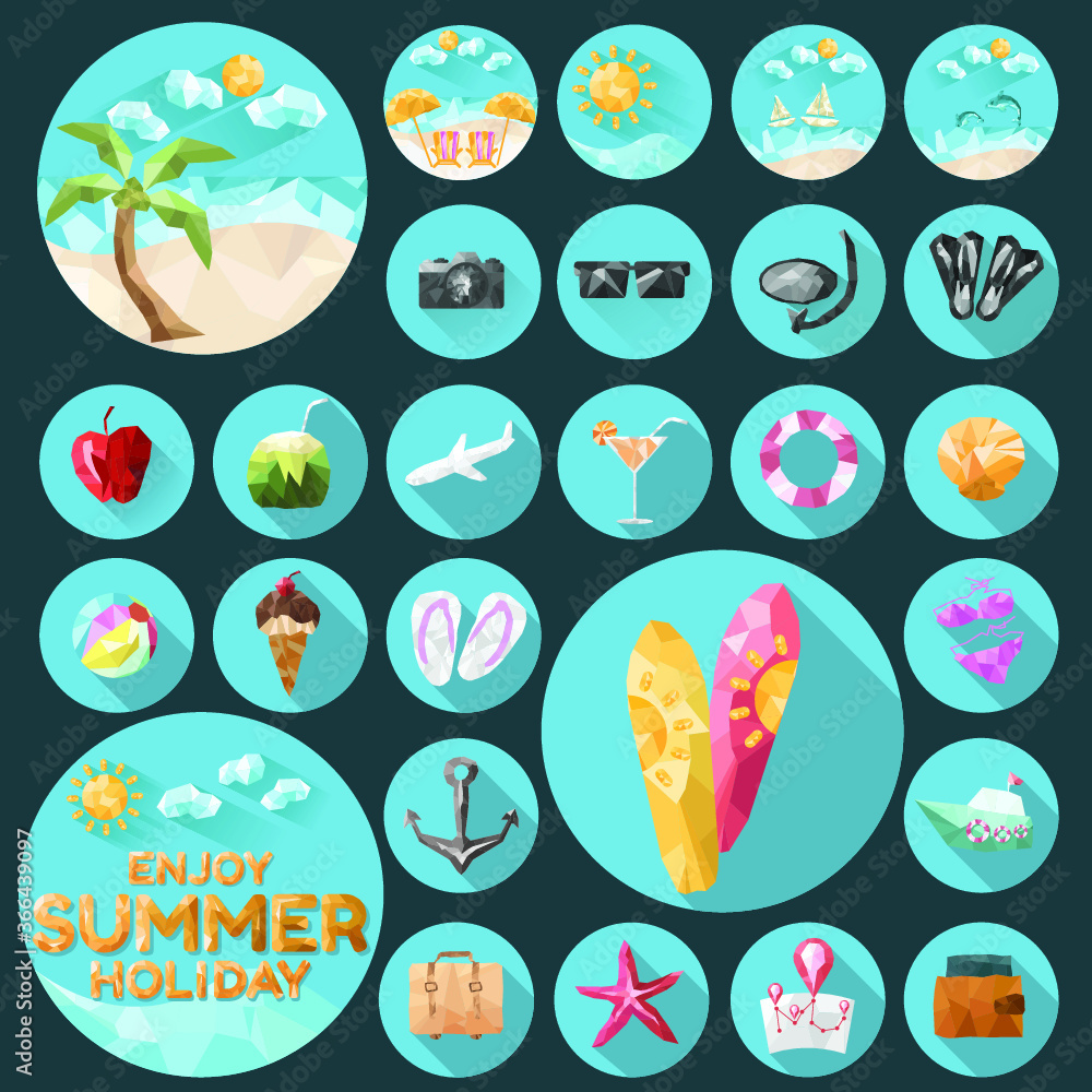 icons set summer icons set summer