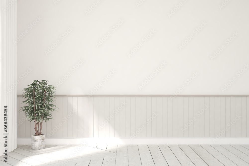 White empty room. Scandinavian interior design. 3D illustration White empty room. Scandinavian interior design. 3D illustration