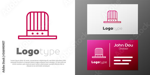 Logotype line Patriotic American top hat icon isolated on white background. Uncle Sam hat. American hat independence day. Logo design template element. Vector Illustration.