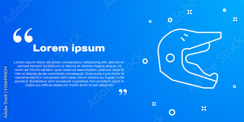 White line Motocross motorcycle helmet icon isolated on blue background. Vector Illustration.