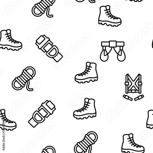 Climber Equipment Vector Seamless Pattern Thin Line Illustration