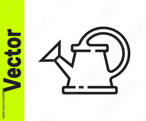 Black line Watering can icon isolated on white background. Irrigation symbol. Vector Illustration.