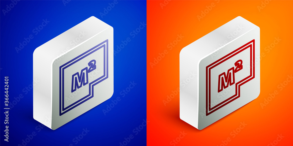 Isometric line House plan icon isolated on blue and orange background. Silver square button. Vector Illustration. Isometric line House plan icon isolated on blue and orange background. Silver square button. Vector Illustration.